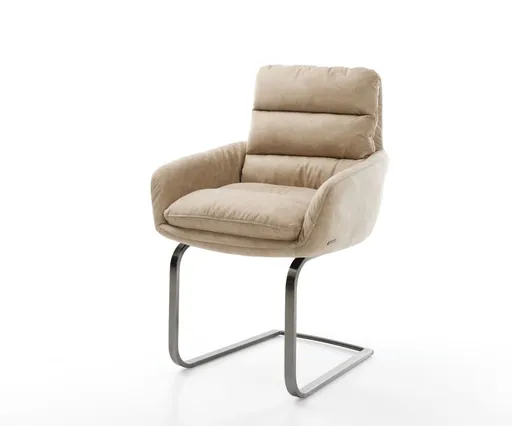 Konzolová židle Abelia-Flex s područkami z mikrovlákna béžová