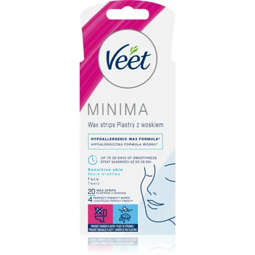 Veet Minima Hypoallergenic voskové depilační pásky na obličej 20 ks