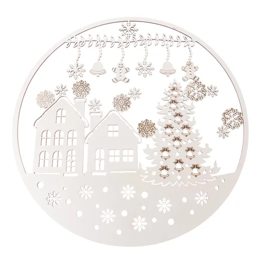 Dřevěná vánoční dekorace na stěnu Perníček, 37 cm