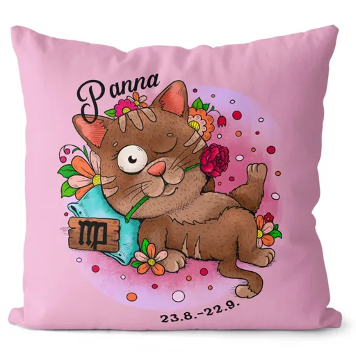 Polštář Kočičí znamení – panna (Velikost: 55 x 55 cm)