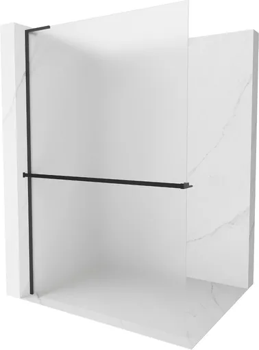 MEXEN/S Kioto+ L Sprchová zástěna WALK-IN s poličkou a držákem ručníků 70 x 200, dekor, černá 800-070-123-70-30