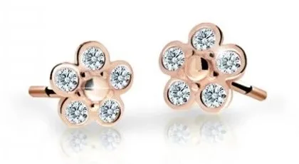 Cutie Jewellery Dětské kytičkové náušnice z růžového zlata C2744-30-X-4 bílá