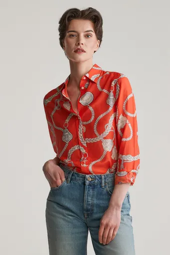 KOŠILE GANT REG SAILING PRINT COT SILK SHIRT ORANGE RED