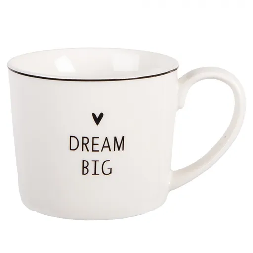 Bílý hrnek se srdíčkem Dream Big Lovely Day - 12*8*7 cm / 275 ml Clayre & Eef