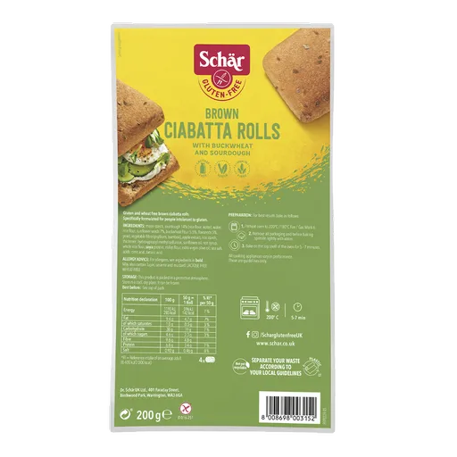 SCHÄR Ciabatta Rustica vícezrnné pečivo bez lepku 4x50 g