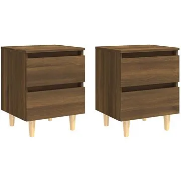 SHUMEE Noční stolky masivní dřevěné nohy 2 ks hnědý dub 40 × 35 × 50 cm, 813127 (813127)