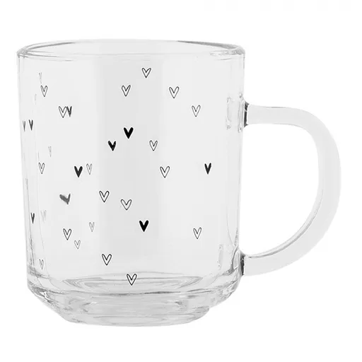 Skleněný hrnek se srdíčky Lovely Day - 11*8*9 cm / 200 ml Clayre & Eef