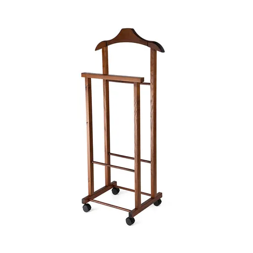 Němý sluha na šaty Compactor Hector 2, dvojitý na kolečkách, přírodní ořech