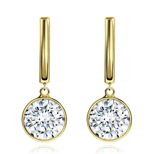 Zlaté náušnice 14K vertikální oblouk s kubickými zirkony