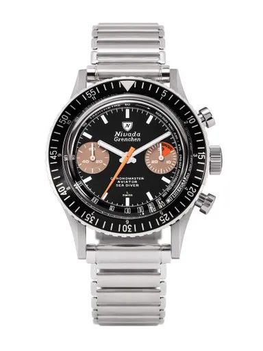 Nivada Grenchen Chronomaster White Orange Boy Inter. Bezel - Manual - Forstner Bonklip
