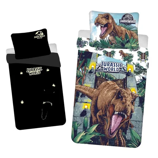Jerry Fabrics Svítící povlečení Jurský svět Roar - 140 x 200 cm / 70 x 90 cm