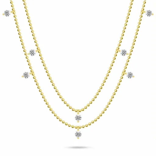 Brilio Silver Dvojitý kuličkový náhrdelník s kubickými zirkony NCL187Y