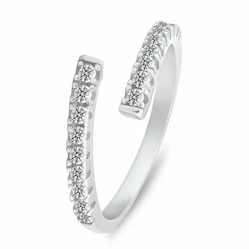 Brilio Silver Slušivý stříbrný otevřený prsten se zirkony RI144W 60 mm