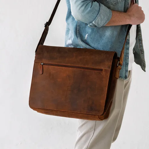 Pánská kožená taška přes rameno Greenwood Martin - hnědá