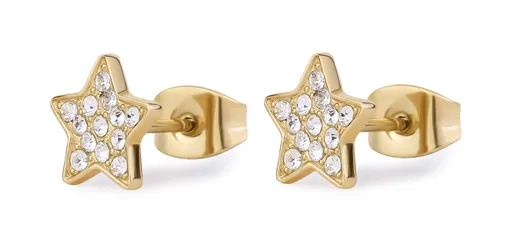 S'Agapõ Pozlacené náušnice s čirými krystaly Hvězdičky Aurora SAR51
