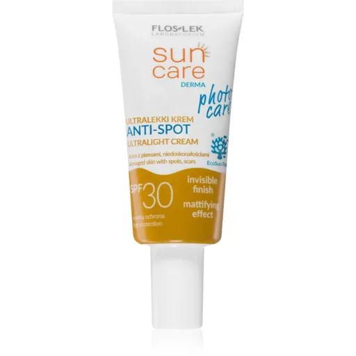 FlosLek Laboratorium Sun Care Derma Photo Care lehký ochranný krém na obličej pro pleť s nedokonalostmi SPF 30 30 ml