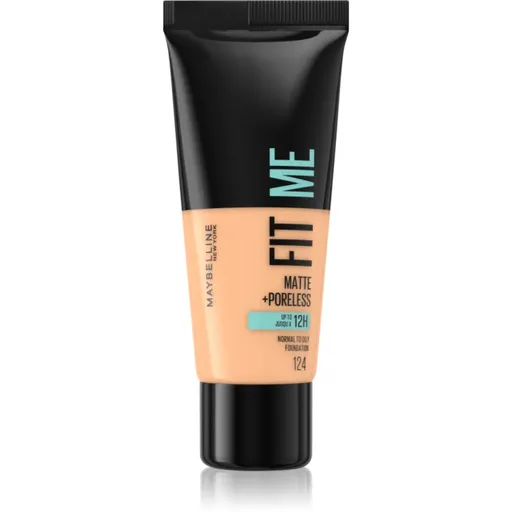 MAYBELLINE NEW YORK Fit Me! Matte+Poreless matující make-up pro normální a mastnou pleť odstín 124 Soft Sand 30 ml