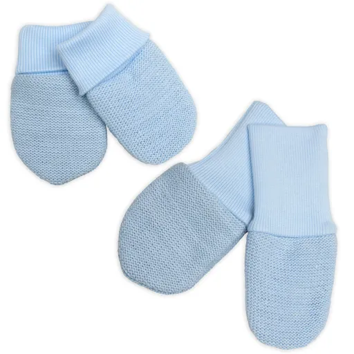 Baby Nellys Pletené  kojenecké rukavičky vel. 56/68 - 1 pár, modrý melírek