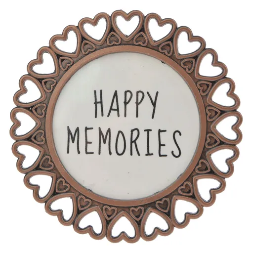 Měděný kulatý fotorámeček se srdíčky - Ø 6 cm Clayre & Eef