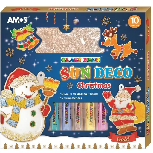 Anděl Přerov Barvy na sklo Vánoční sada 10 barev 10,5 ml + 12 sklíček