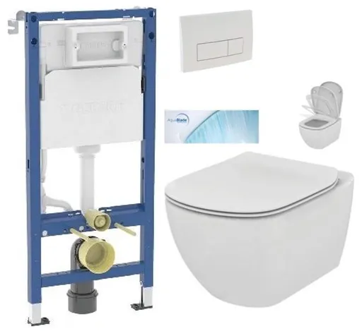 GEBERIT DuofixBasic s bílým tlačítkem DELTA51 + WC Ideal Standard Tesi se sedátkem SoftClose, AquaBlade  458.103.00.2 51BI TE1
