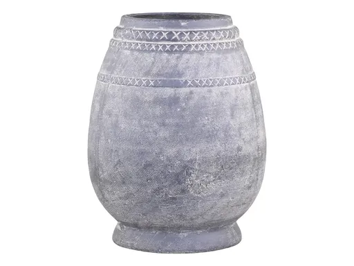 Šedá antik terakotová váza se vzorem Cholet L - Ø 25*32 cm Chic Antique