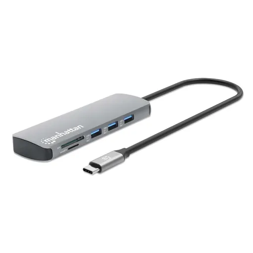 MANHATTAN Dokovací stanice USB-C 9v1, 1xHDMI, 2xUSB-C, 3xUSB, 1xRJ45, čtečka SD karet, šedá