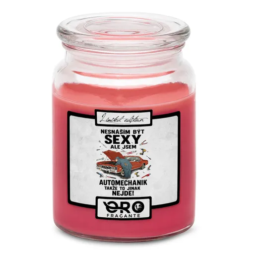 Svíčka Sexy automechanik (Vůně svíčky: Višně v čokoládě)