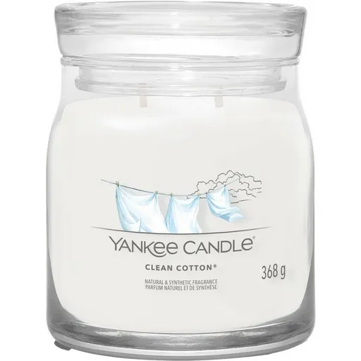 Yankee Candle vonná svíčka Signature ve skle střední Clean Cotton, 368 g