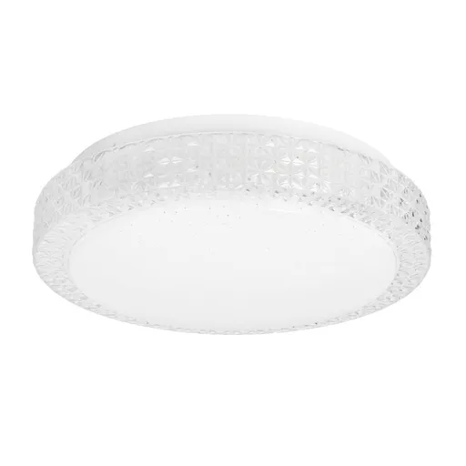 Stropní lampa Rabel, bezbarvá, 12W LED, 4000K, 27cm, bílé stínidlo
