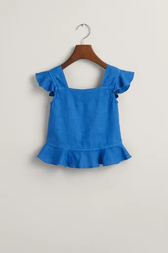 TOP GANT LINEN FRILL TOP LAPIS BLUE