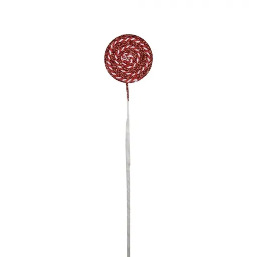Bílo-červený vánoční zápich lízátka Lollipop - 6*2*40 cm Clayre & Eef
