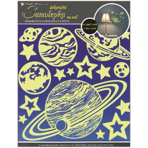 Samolepky na zeď planety svítící ve tmě 32x31cm