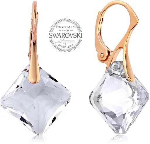 Levien Růžově pozlacené náušnice s čirými krystaly Princess