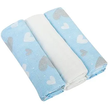 Bomimi Pleny bavlna Premium 80×70 Srdíčko-modrá 3 ks (8595673203435)