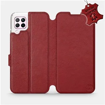Flip pouzdro na mobil Huawei P40 Lite - Tmavě červené - kožené -   Dark Red Leather (5903516138913)