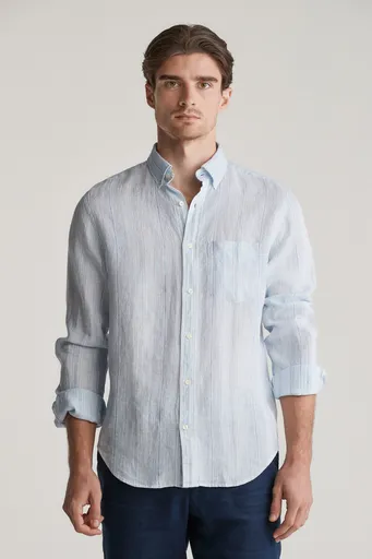 KOŠILE GANT REG LINEN STRIPE SHIRT CAPRI BLUE
