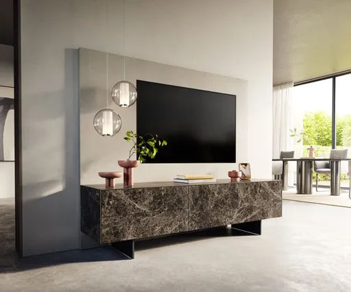 TV stolek Cuor 180 cm keramika Emperador Extra Lucidato tmavě