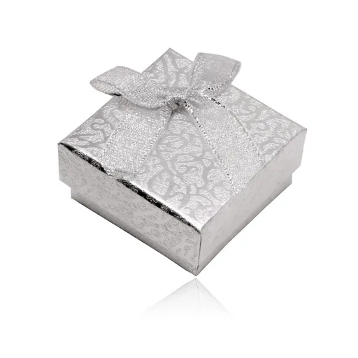 Dárkový box na náušnice nebo dva prsteny - popínavá rostlina, stříbrná barva