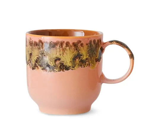 Růžovo-hnědý hrnek Coffee 70s Lush - 10*7*8cm / 250 ml  HKLIVING