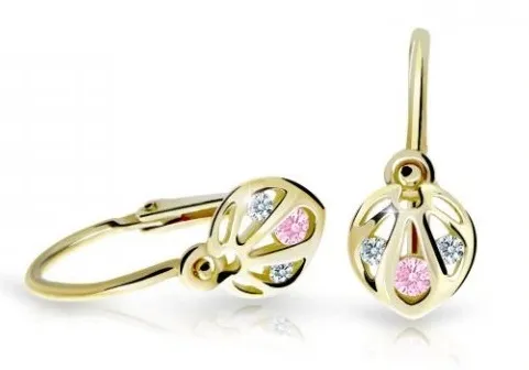 Cutie Jewellery Slušivé dětské náušnice ze žlutého zlata C2265-10-X-1 růžová