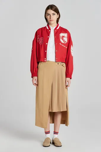 BUNDA GANT CROPPED VARSITY JACKET BRIGHT RED