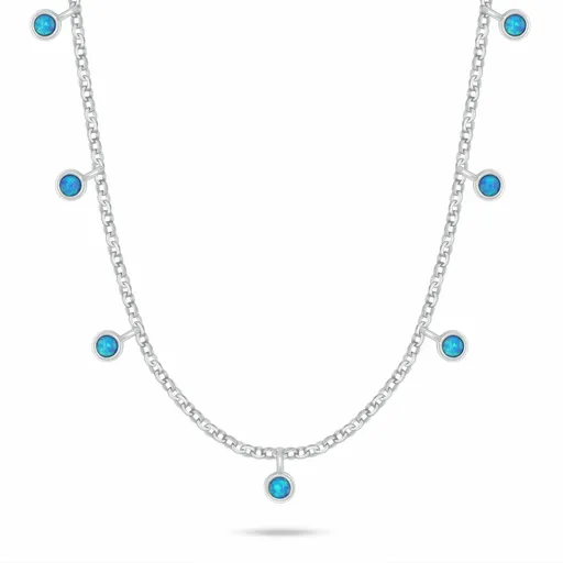 Brilio Silver Hravý stříbrný náhrdelník s modrými syntetickými opály NCL209WB