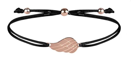 Troli Šňůrkový náramek s andělským křídlem černá/bronzová