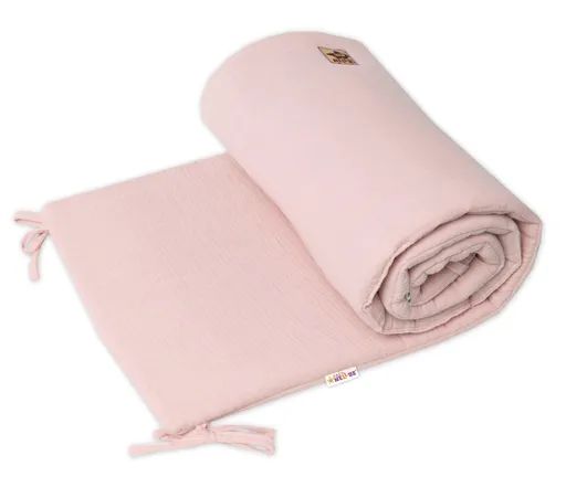 Baby Nellys Mušelínový mantinel 160x33 cm,  pudrově růžový
