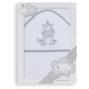 INTERBABY osuška froté (100 × 100 cm) jednorožec, bílo-šedá (8435440353881)