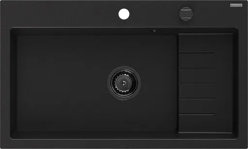 MEXEN/S Omar granitový dřez 800 x 480 mm, černá, černý sifon 6520801005-77-B