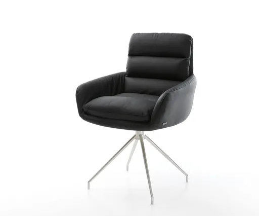 Otočná židle Abelia-Flex s područkami pravá kůže černá křížová