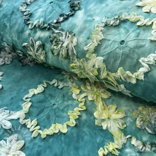 Bavlněná látka TIE DYE EMBROIDERY Eva tape design B