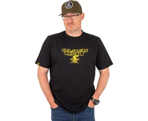Black Cat Triko Distressed Logo Black Tee - L,Black Cat Triko Distressed Logo Black Tee - L
